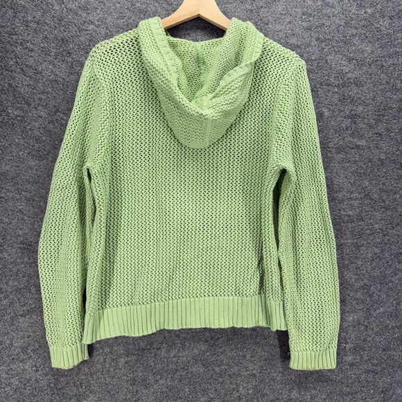 Coldwater Creek Full Zip Hoodie Women L Large Green Hooded Long Sleeve Cotton - Picture 2 of 6